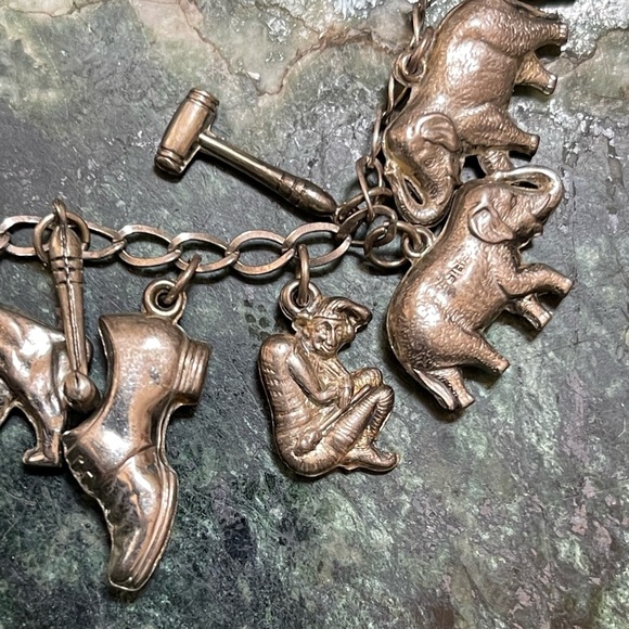 Vintage STERLING Silver CHARM BRACELET w/ 22 Charms - Picture 3 of 6